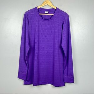 Zyia Women’s Purple Laser Cut Perforated Long Sleeve Active Shirt, XXL.